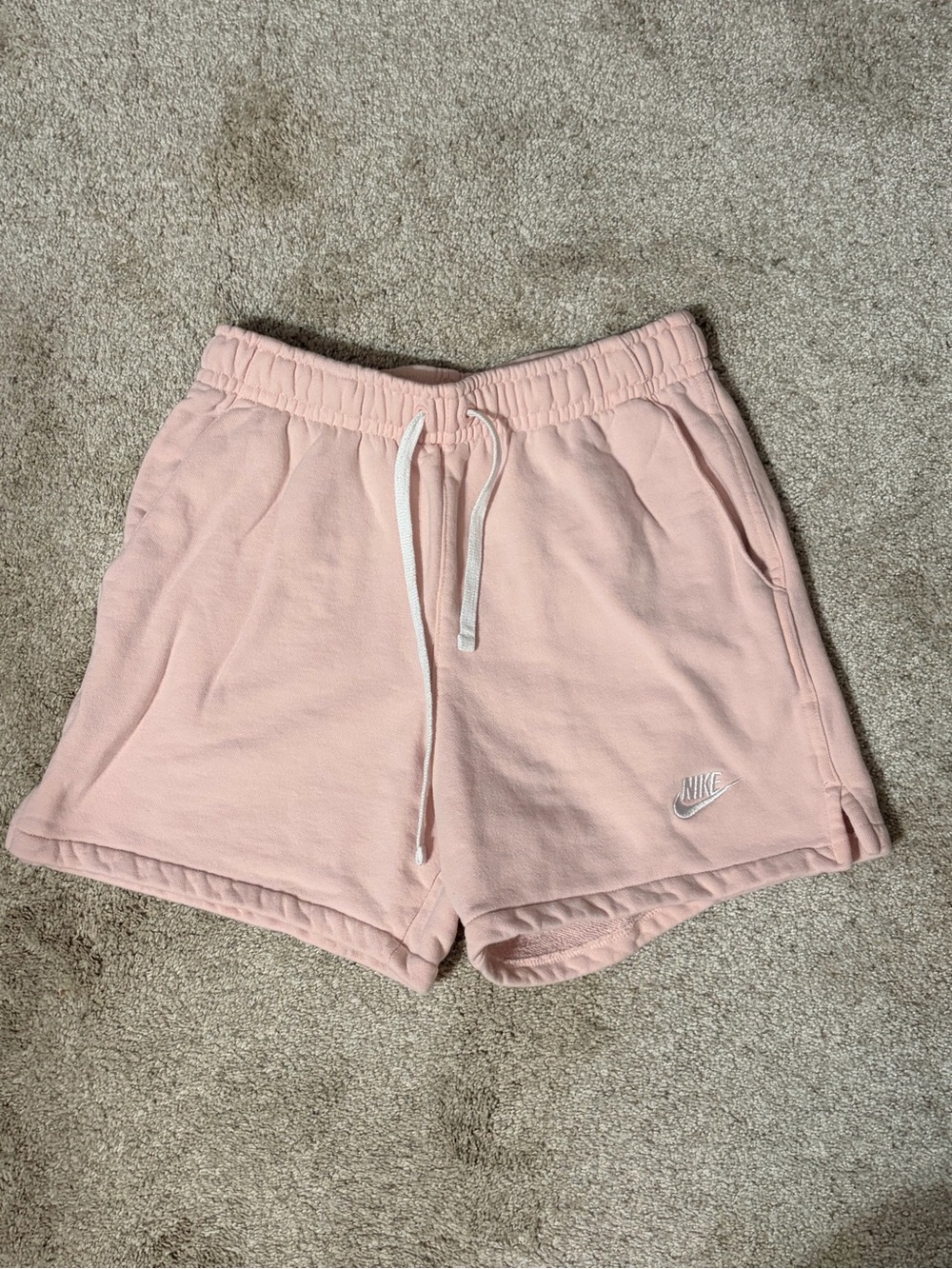 Nike Women's Light Pink Fleece Drawstring Athletic Shorts